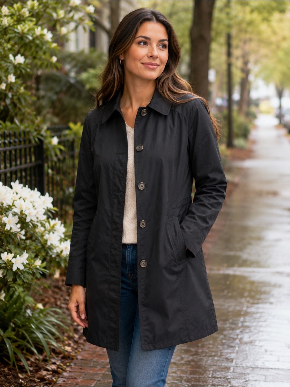 Eddie Bauer Black Women's Trench Coat
